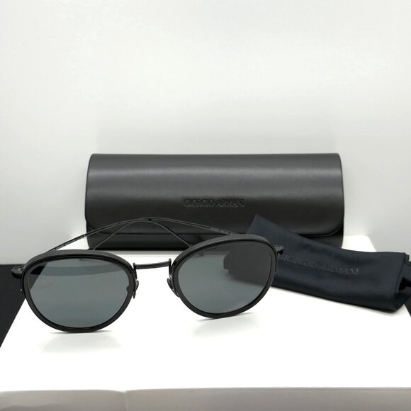 Georgio Armani AR6068 Black Frame Grey Lens Round Metal Sunglasses 300187 50-22 - Picture 1 of 8